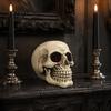 Halloween Party Zubehör Harz Totenkopf Figur, Realistisches Menschliches Kopfmodell, Gruselige Feiertagsgeschenk für Horrorfans Statue Innen Kamin Küche Gotisch