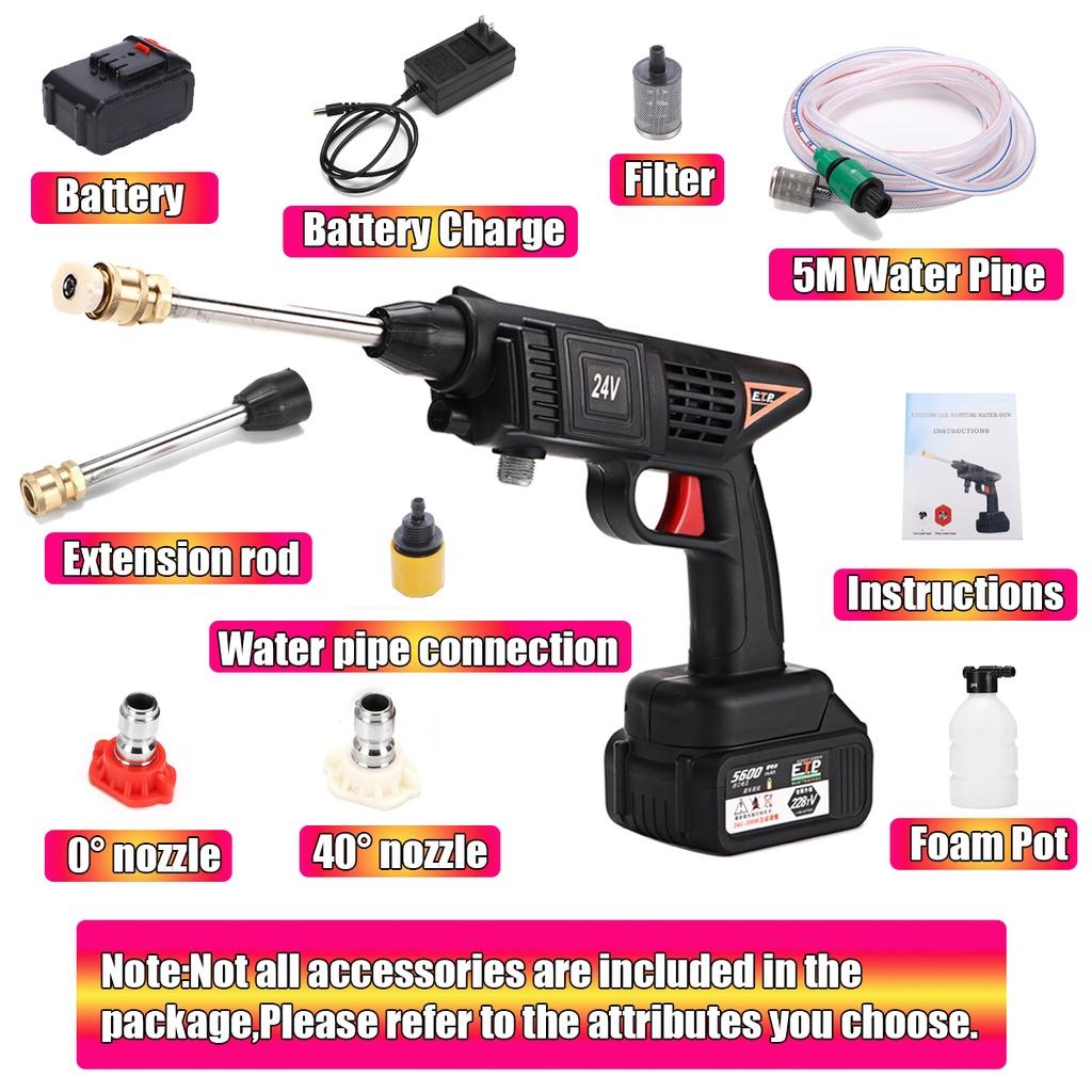 12/24V Cordless Cleaner Car Washer Spray High Pressure Water Guns Cleaner For Battery Water Nozzle Cleaning Machine 800W