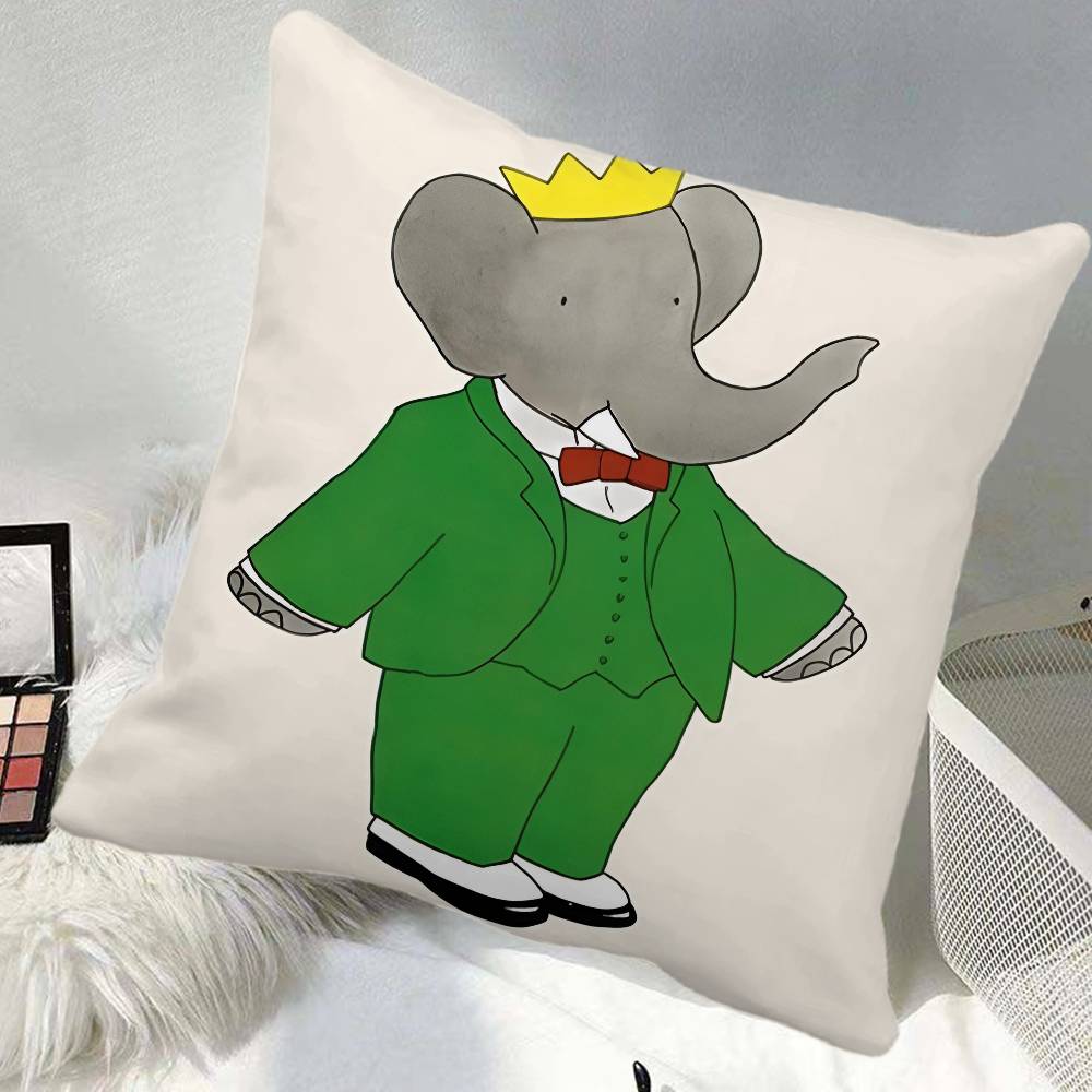 BBabar The Elephant Pillow Case Square Pillow Bedroom Sofa Leisure Comfort Cushion Car Home Decoration