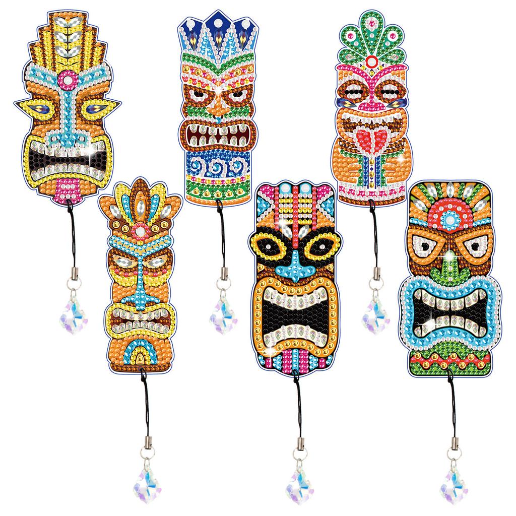 R-MSQ015-037 New Arrival 6pcs Feather Diamond Painting Bookmarks Resinstone Bookmark Pendant
