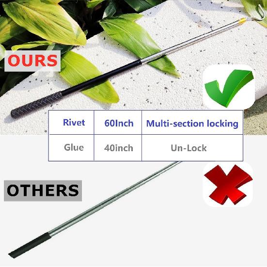 Portable RV Awning Opener Puller Reach Rod Pole For Tent Shelter Camper Canopy, Extends From 16" To 60" With Multi-Section Locking
