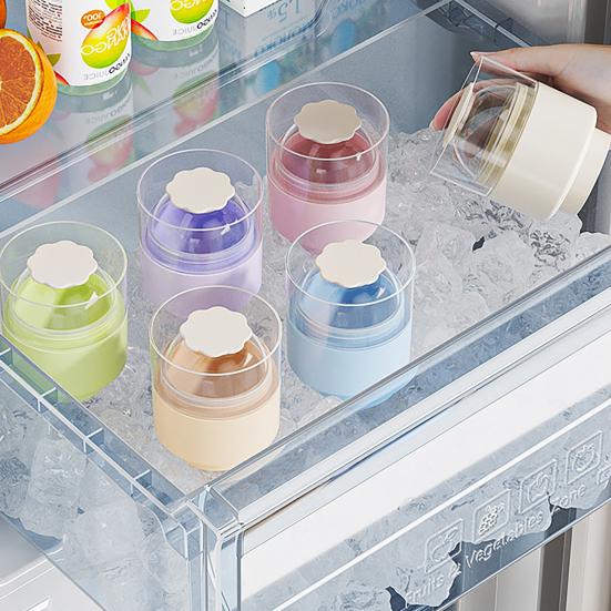 Eisball-Pressform Groß 2" Runde Eis-Kugel-Hersteller mit Deckel Einfache Entnahme Silikon-Eiswürfelform für Whiskey Cocktails Hausbars