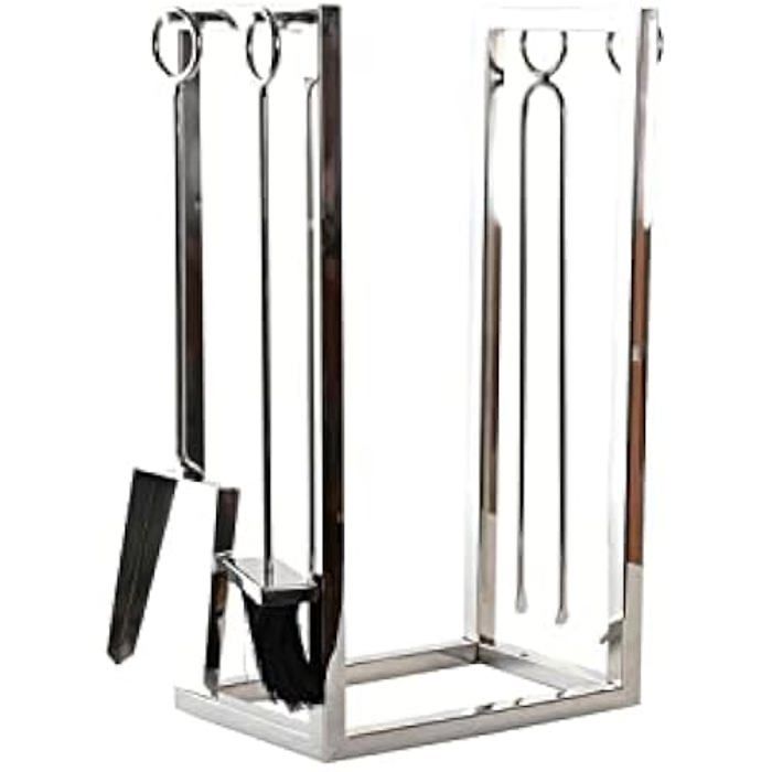 Porte-bûches - DKD Home Decor - Acier Inoxydable - Argenté - 63x23x39 Cm - Salon