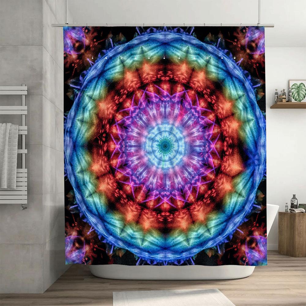 Mystic Mandala Shower Curtain Blue Purple Pink Green Red Bathroom Decor
