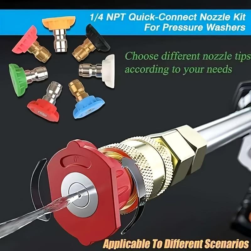 High-pressure Washer Lance, 7pcs High-pressure Washer Nozzle Tip Set with Nozzle Holder, 1/4-inch (approx. 0.24inch) Quick Connect, 4000 PSI