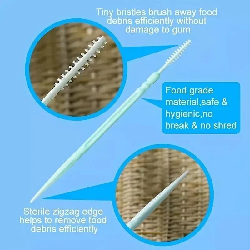 200 Pcs /box Double-ended Disposable Dental Floss Toothbrush Toothpick Oral Hygiene Care Family Boxed Portable Set