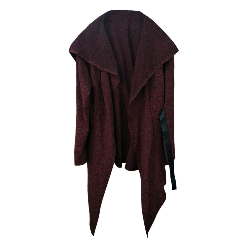 Men's  Winter Casual Pocket Irregular Trench Long Sleeve Outwear Blouse