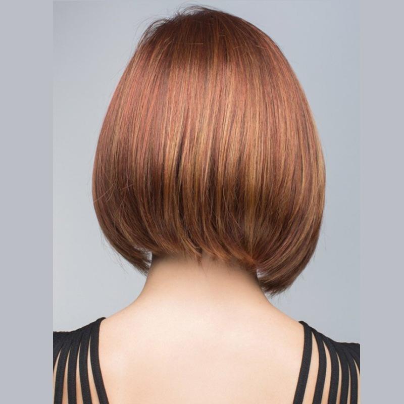 Modische kurze Damen-Perücke, goldblond, braun, Perücke mit Pony, hitzebeständig, synthetische, gerade Perücke für den täglichen Gebrauch von Frauen, Cosplay