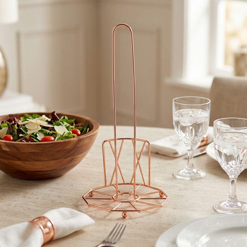 Stylish Iron Roll Paper Towel Holder Golden Decorative Vertical Napkins Rack Minimalist Napkin Dispenser Bathroom