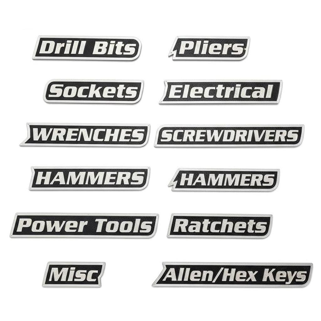12 PCS Mini Reusable Toolbox Drawer Tags 3d Magnetic Drawers Organization Labels Badge Stickers Easy To Read Printing Steel Tool