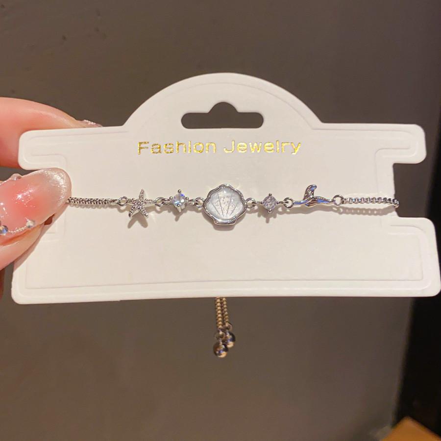 

Sea Star Zircon Silver Bracelet With Pullon Design For Women Fashion Jewelry StyleA