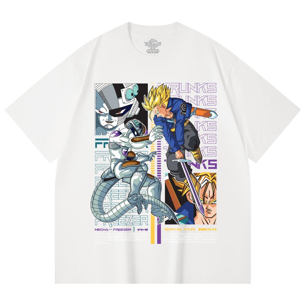 230 Gsm 100% Cotton Dragon Ball V50 Trunks Freeza Print Unisex Heavy Cotton T Shirt
