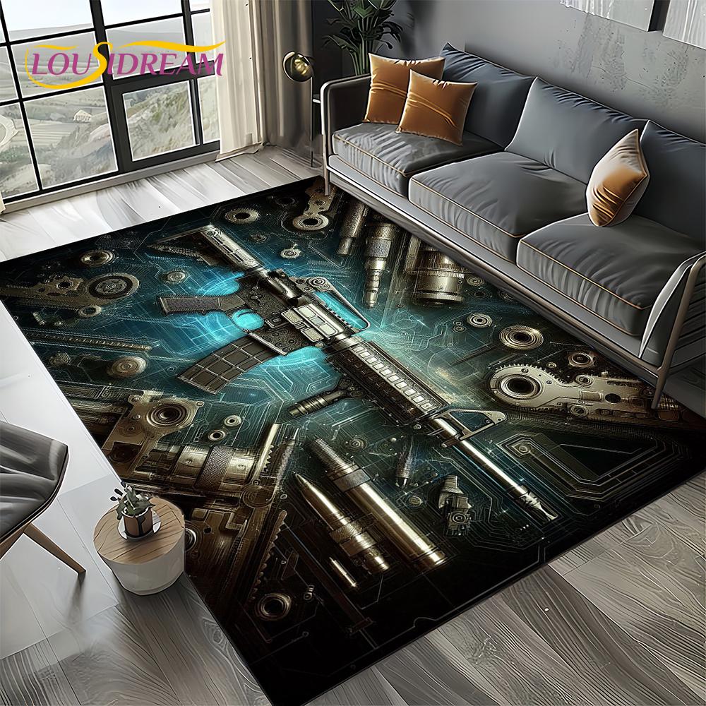 2025 New Cool Guns Pistol Ammunition Bullet Cartridge AK M4 Rug Carpet for Living Room Bedroom Decor,Non-slip for Sofa Doormat