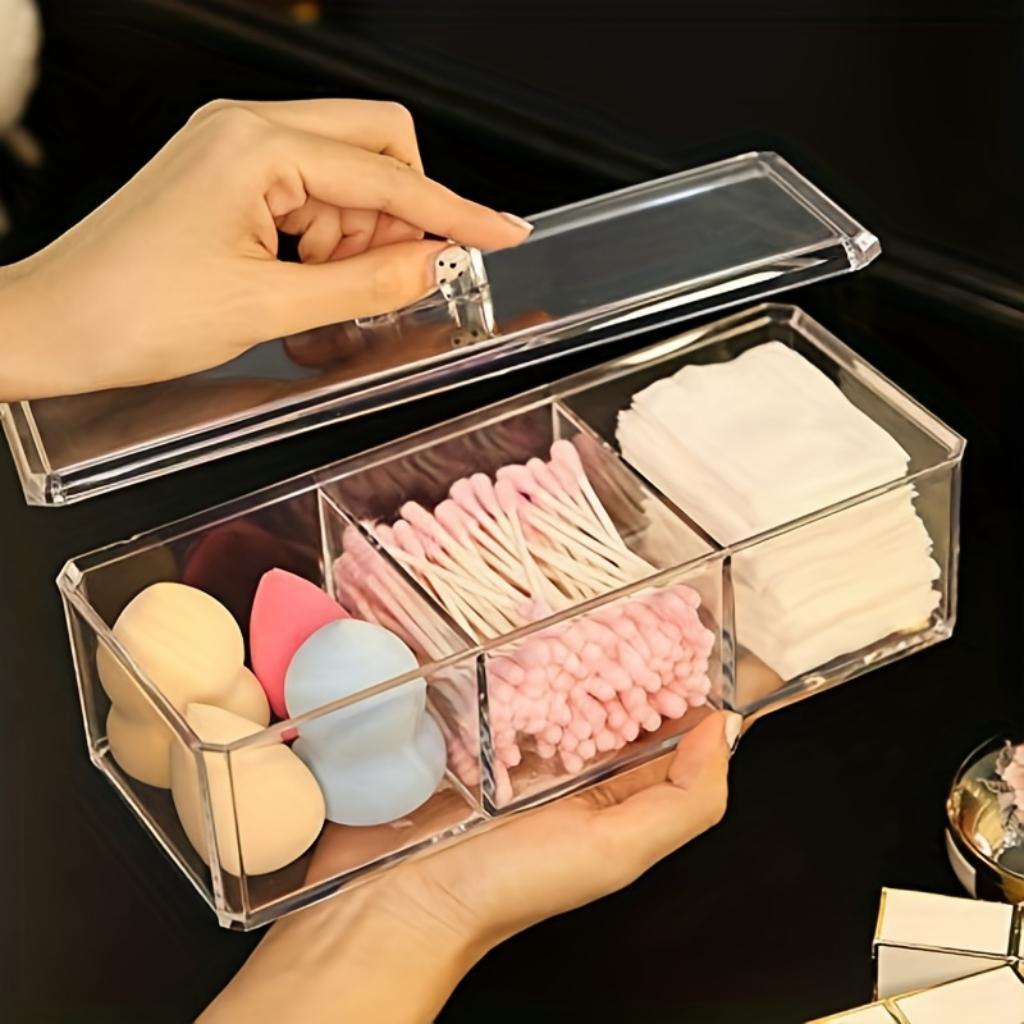 

1pc Acrylic Organizer - Clear Dispenser for Cotton Swabs, Tea Bags, Cosmetics, Flossers, and More - Spice Pouches