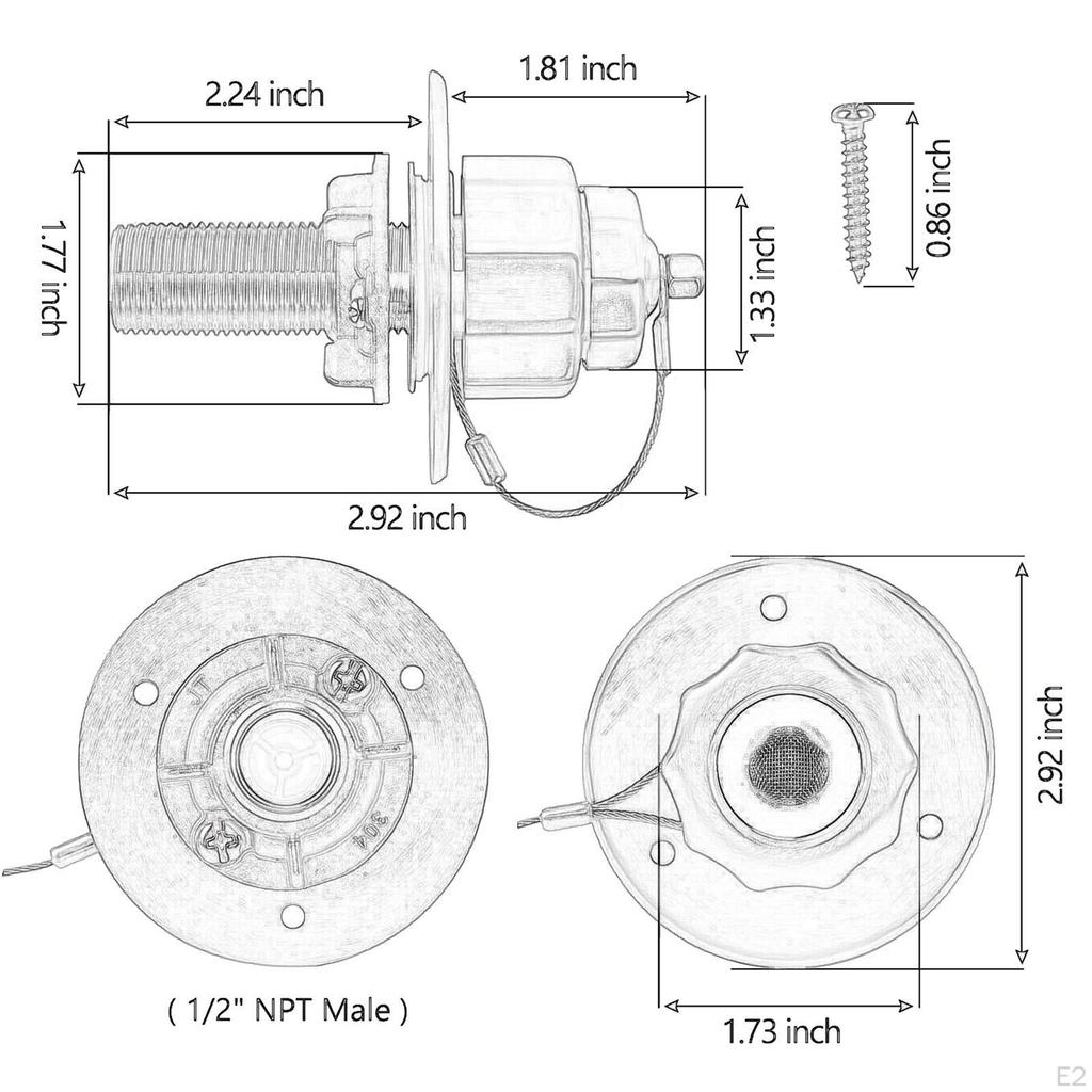 RV City Water Inlet Replace Stainless Steel Brass Convenient Parts Fill Check Valve