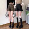 Damen Herbst Oberbekleidung Hohe Taille Schlankmachend A-Linie Weites Bein PU-Leder Shorts Herbst Winter Mini-Shorts Vielseitig Schlanke Passform Heißhosen