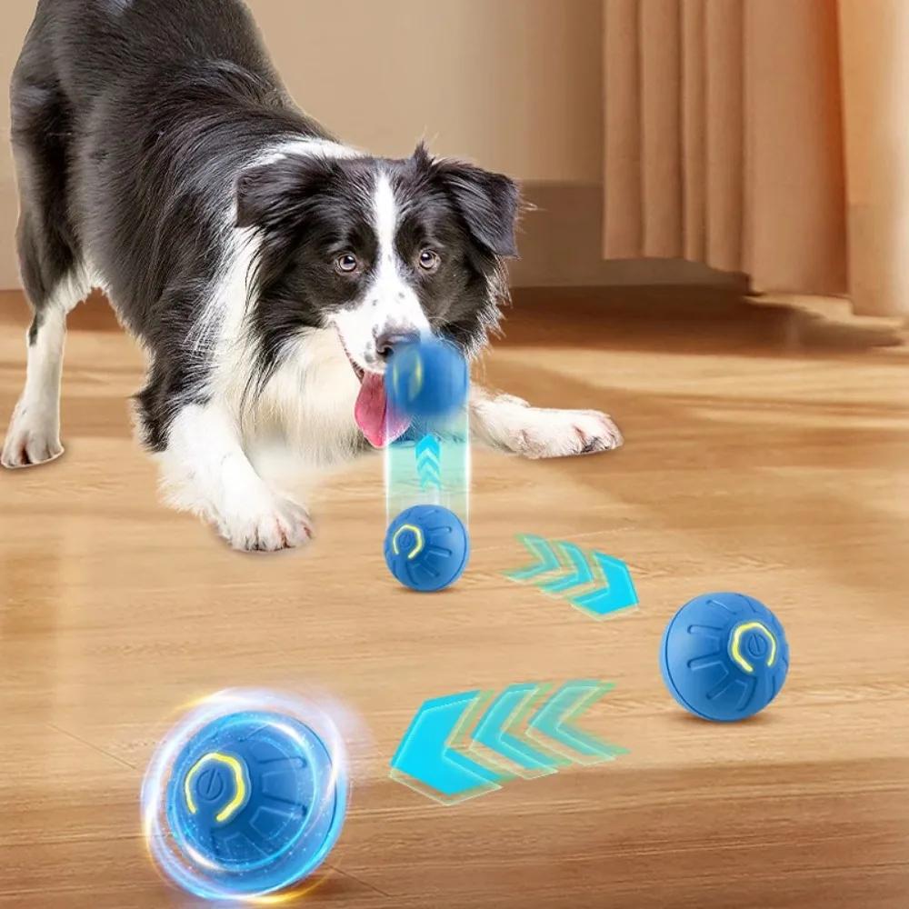 Material Safety Smart USB Jumping Rotating Interactive Puppy Chew Toy Ball Pet Products New 1pc Automatic Moving Dog Toy Ball