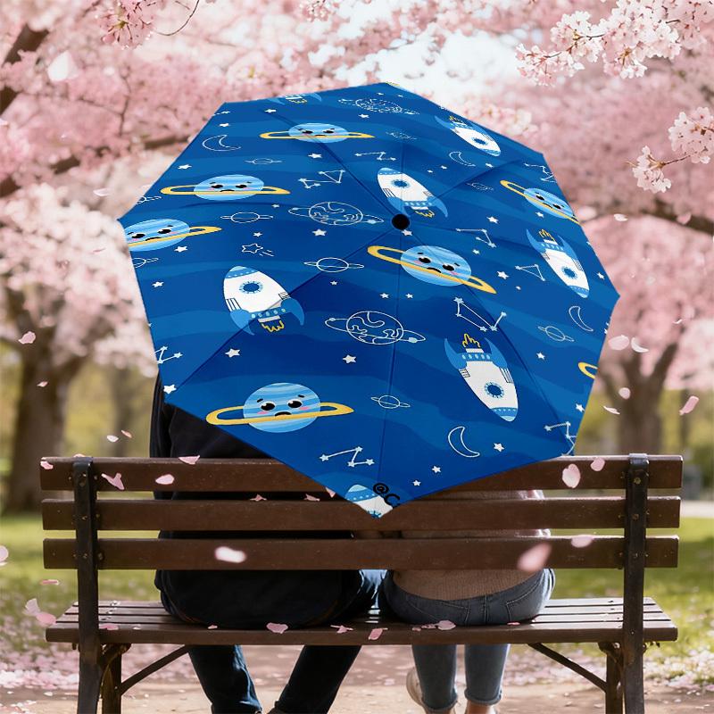 1PC Space Rockets Umbrella-8-Rib Reinforced, Automatic Open, Lightweight & Durable, Fashion Accessory for Outdoor-D377