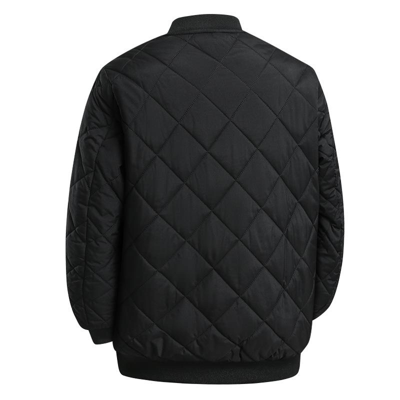 Men's Plus Size Cotton Padded Stand Collar Windbreaker - Fleece Lined, Casual Loose Fit for Spring and Autumn