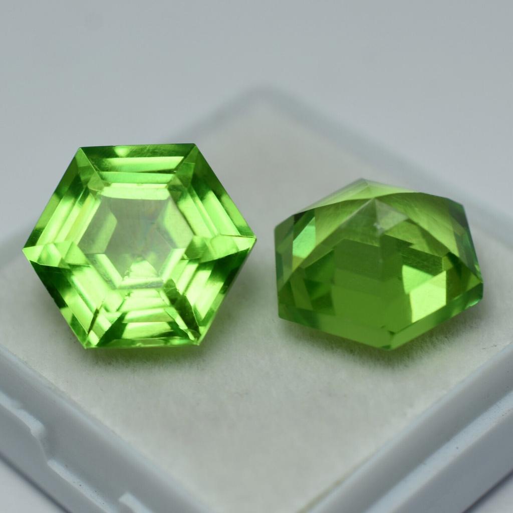 Pair Of 18.25 Ct NATURAL Green Peridot CERTIFIED Fancy Cut Loose Gemstone AAA