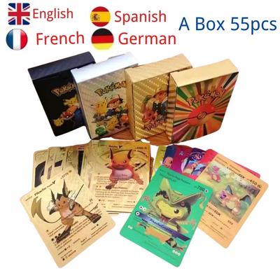 55Pcs Gold Foil Assorted Cards Pokemon Cards Collection H21