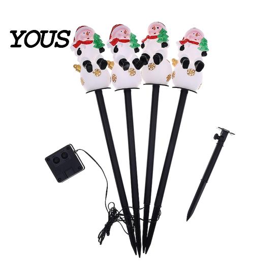 Weather Resistant Landscape Lighting Christmas Solar Stake Lights, Santa Snowman Tree Figurine Lawn Powered Yard Gifts Waterproof Warm LED Lights