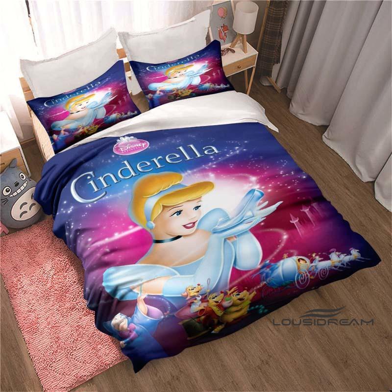 Cinderella-themed Duvet Cover and Pillowcase Bedding Set, Perfect for Boys' and Girls' Bedrooms, A Cartoon-themed Children's Gif