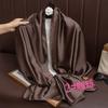Universal in all seasons, solid-color simulated silk scarf for women, small neck decoration, versatile for women, long silk scarf, shawl for women