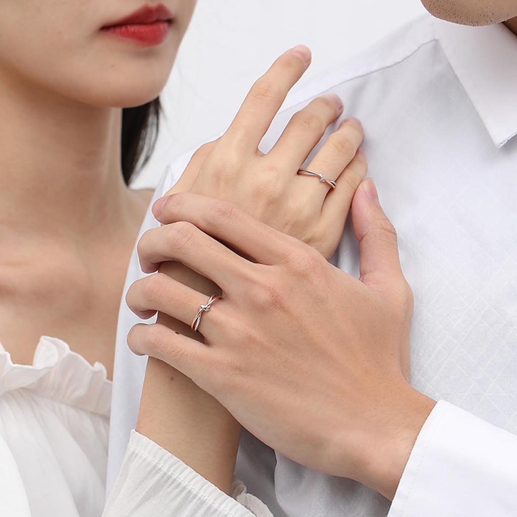 Two-Tone Twin Knot Couple Rings: Stylish Open Rings for Men & Women - Luxury Valentine's Day Gift