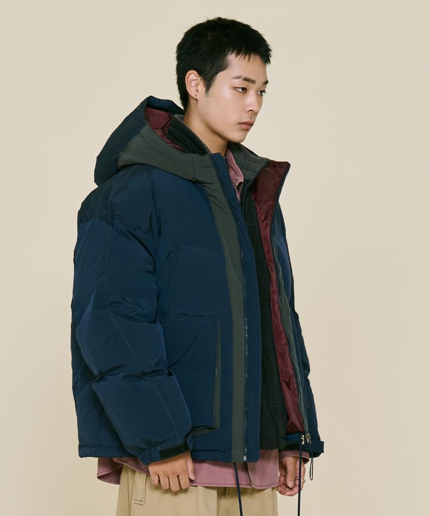 NONTYPE Hood Layered Down Parka (Navy)