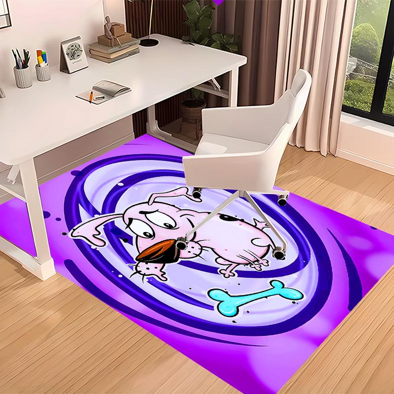 1pc Courage the Cowardly Dog Print Area Rug - Soft, Washable Non-Slip Indoor Mat for Office Chairs, Living Room, Home Office Decorative Rug