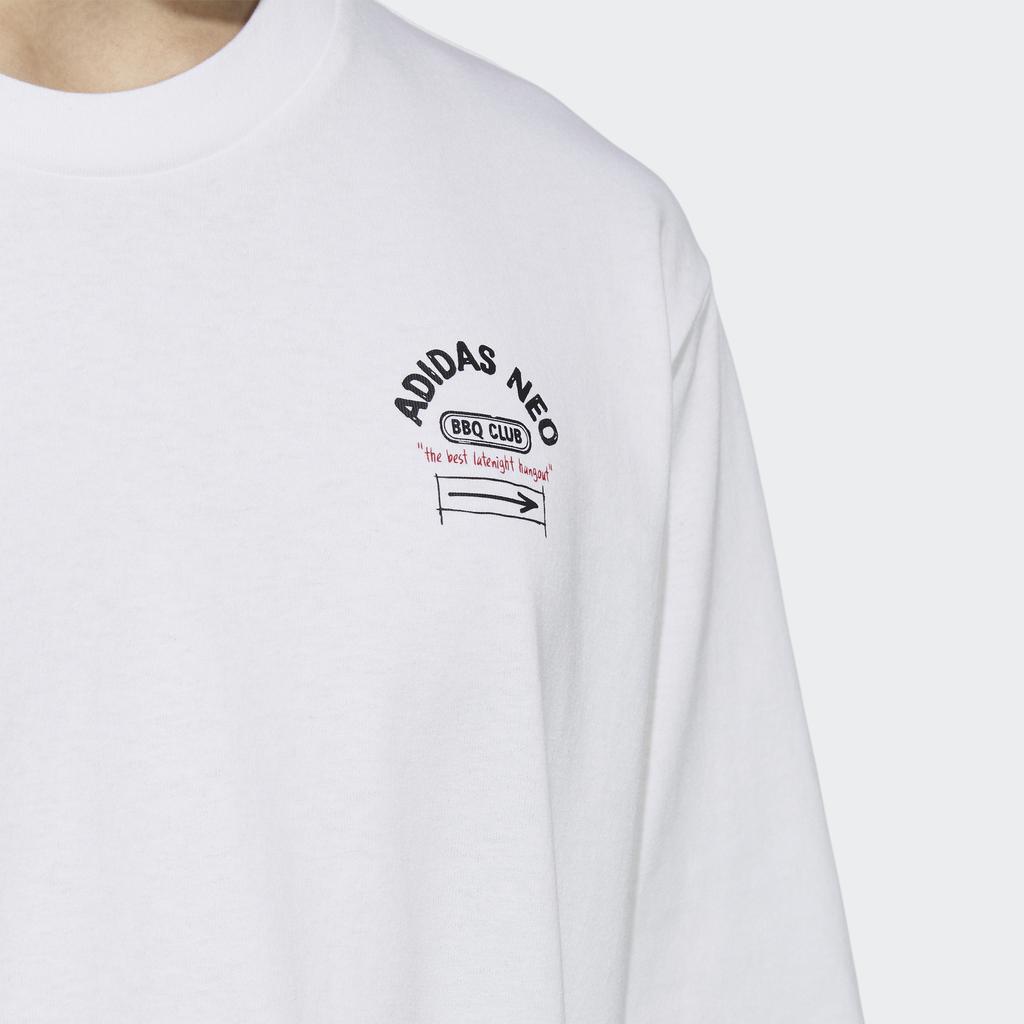 Adidas Neo Barbecue Theme Print Loose Fit Sports Short Sleeve T-Shirt Men Tops White H62007