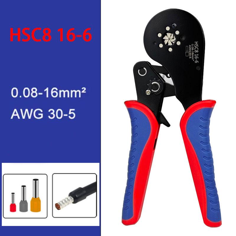 HSC8 16-6 0.08-16mm² 30-5AWG Tubular terminal crimping tools mini pliers Crimping of large size terminals electrical clamps set