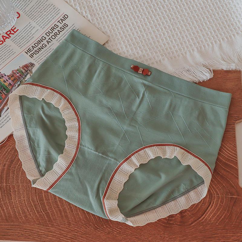 Bequeme, nahtlose Baumwoll-Unterhose, atmungsaktiv, antibakteriell, im Schritt, Slips, Hüftwickel, mittlere Taille, einfacher Farbkontrast, Damen-Unterhose