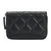 CHANEL Double C Logo Quilted Design Calfskin Coin Purse Women's Black