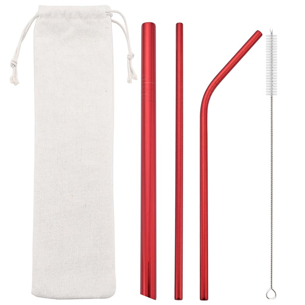 Gold Reusable Straw 304 Stainless Steel Sharp Straw Metal Drinking Straws with Cleaner Brush for Bubble Tea Smoothie Milkshake