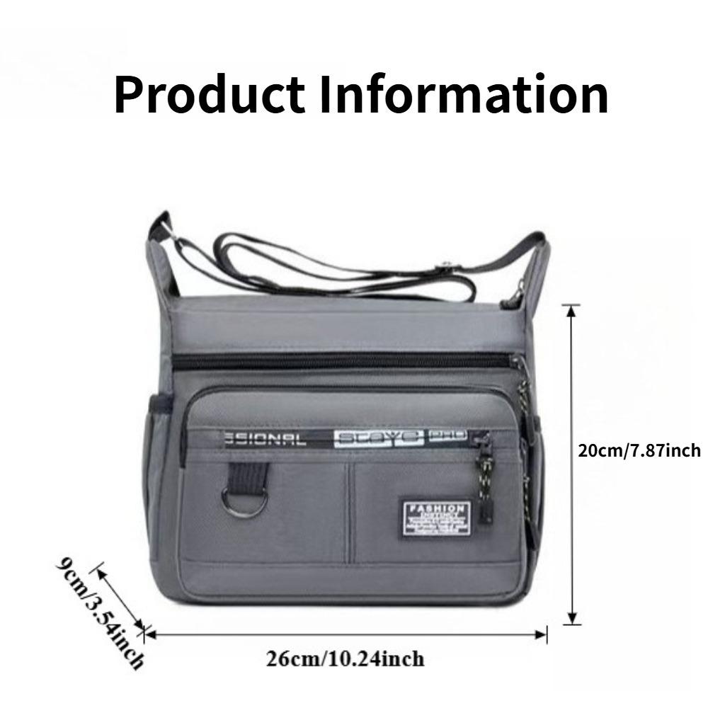 Borsa a tracolla da uomo multistrato, borsa a spalla impermeabile di grande capacità con tasche multiple per il pendolarismo quotidiano, affari