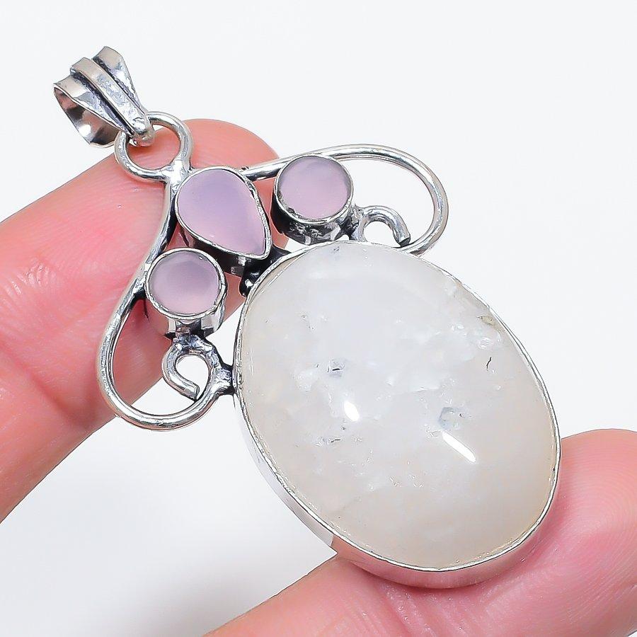 

Натуральный лунный камень, халцедон серебро 925 пробы ювелирный кулон 2,29 f7d51