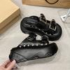 Fashion 8CM Heels Chunky Slippers Women Open Toe High Platform Leather Sandals Woman New Summer Thick Bottom Beach Buckle Shoes