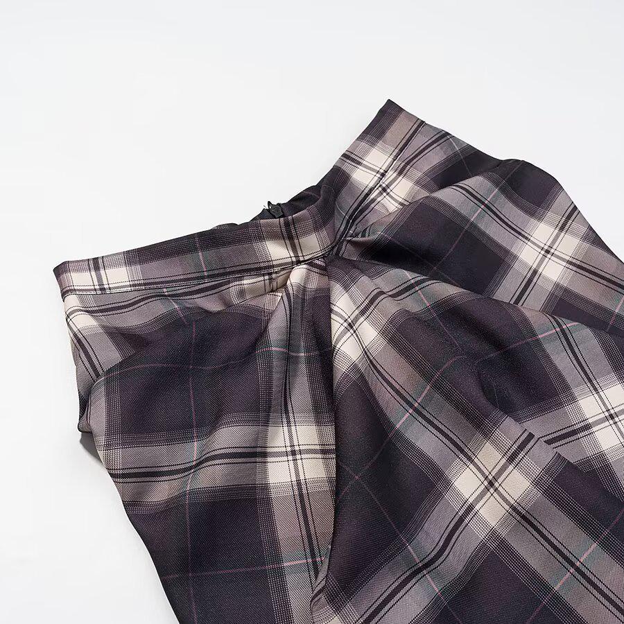 Z Cross-Border European Style Women's Plaid Long Skirt 2025