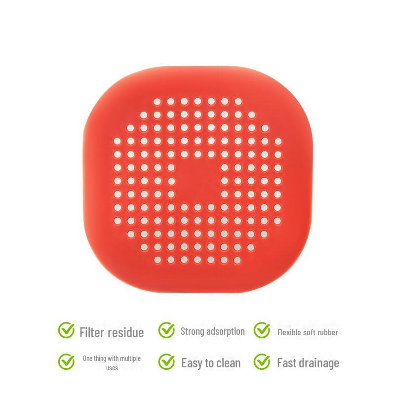 Square Silicone Bathroom Drain Cover Hair Filter Mat