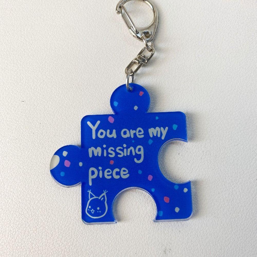 "You Are My Missing Piece" Acrylic Puzzle Text Keychain Multicolour  Versatile   Woman