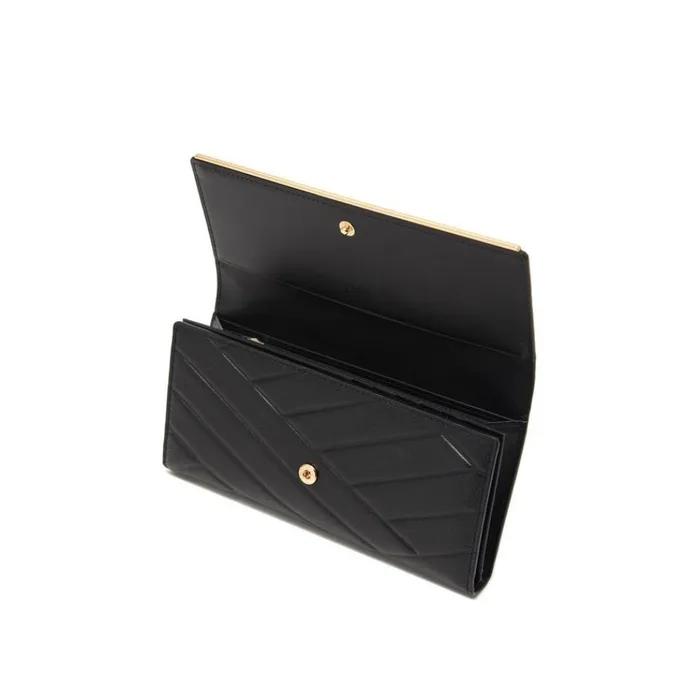 Black Carlyle Pattern Gold DD Triple Fold Long Wallet DCWA6F411BK
