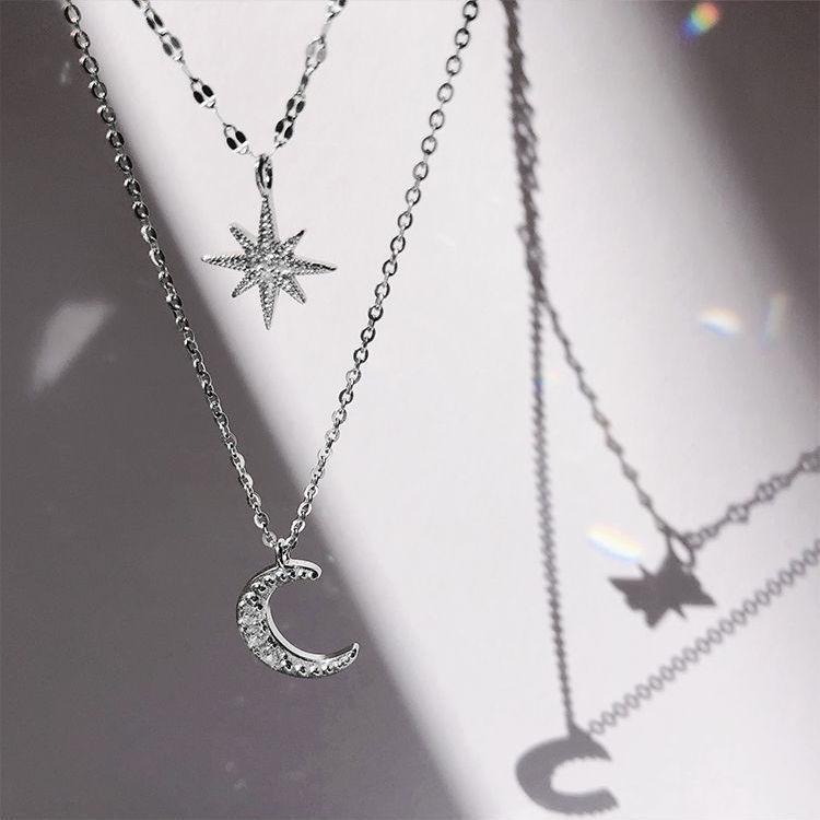2023 Cute Trendy Star Moon Sugar Necklace New Moon Cloud Collarbone Chain Will Change Color Sugar Birthday Women's Gifts Jewelry