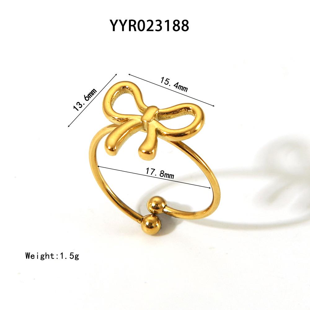 Bowknot Openable Rings For Women Gold Color Stainless Steel Cuff Figure Accessory Openable