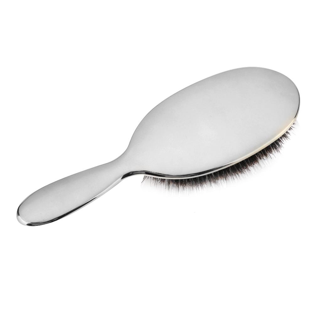 2 Colors Oval Nylon Bristle Hair Massage Comb Anti Static Scalp Hair Brush Silver