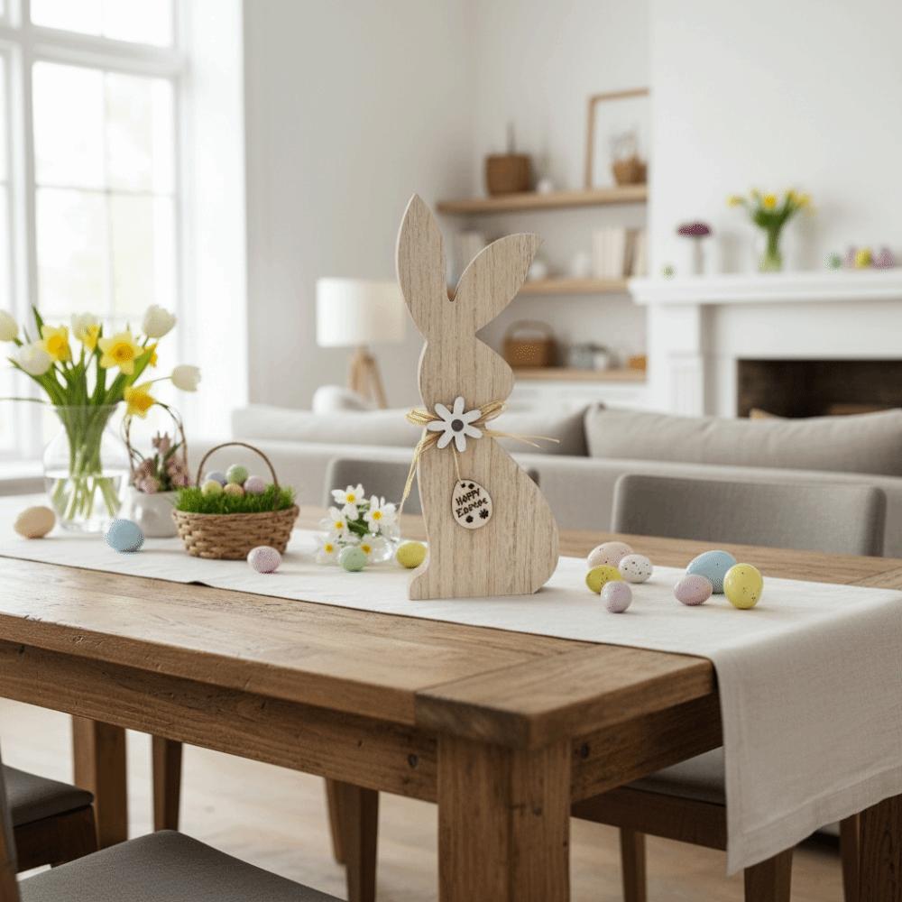 Vintage Rabbit Figurines Minimalist Wooden Rabbit Decoration Easter Bunny Ornaments  Bookshelf