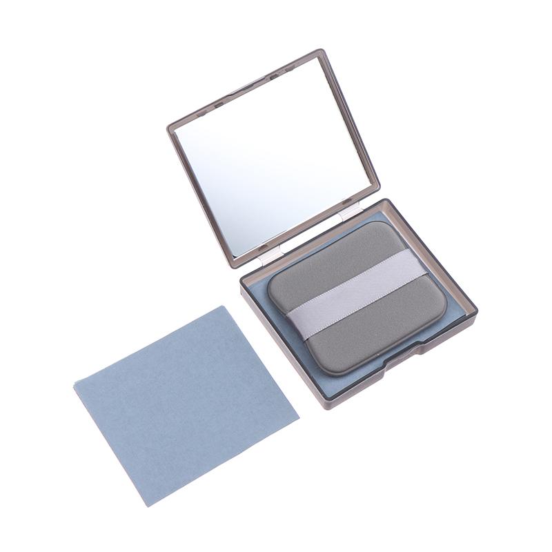 

100 шт. бамбуковых матирующих салфеток с зеркальцем и спонжем для макияжа, освежающие портативные средства для контроля жирности, набор инструментов, листы для ухода, впитывающие жир с лица чёрный