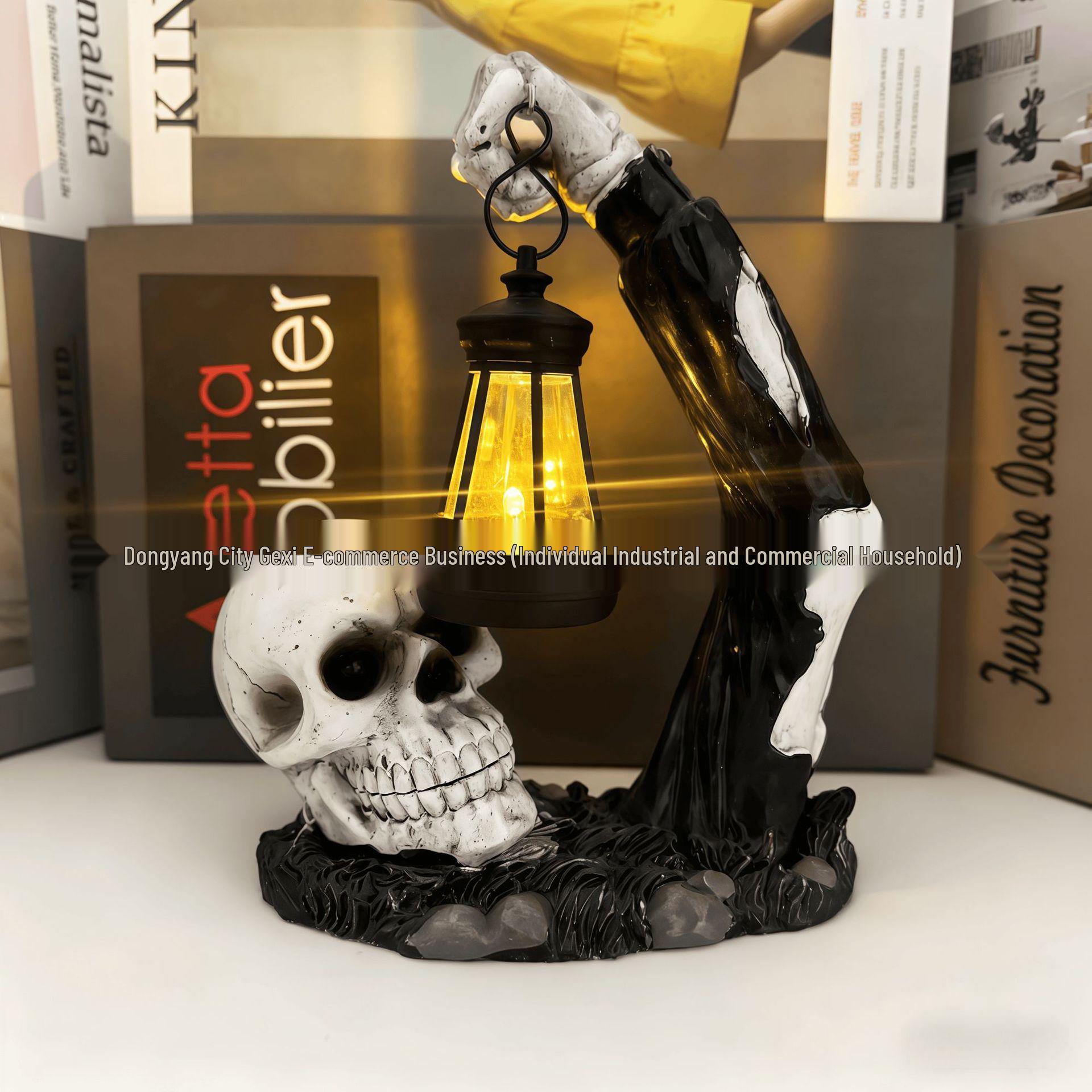 Skull Zombie Lantern: Halloween Horror Garden Ornament