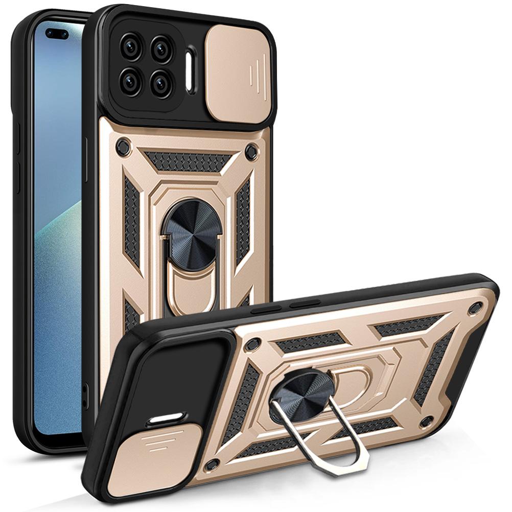 Per Oppo Reno4 Lite Custodia OPPO F17 Pro Cover oppo A93 4G Supporto ad Anello Magnetico Custodia Corazzata per Telefono Copertura Posteriore con Protezione Scorrevole per Fotocamera